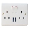 Socket 2 Gang Switch USB Port